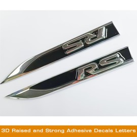 3D Raised RS Side Fender Emblem Metal Right & Left with Adhesive Backing Fits for Camaro Series Automotive Decoration(Black)