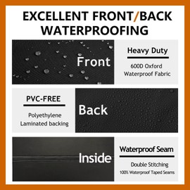 Flexiyard Heavy Duty Outdoor Sectional Cover, 85“ x 85" V-Shaped 5-Seater Waterproof 600D Patio Furniture Covers, Outside Lawn Patio Couch Protector(Midnight Black, V-Shaped-85 x85)