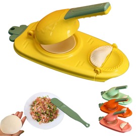 2 in 1 Dumpling Maker, 2023 New Dumpling Maker Machine, Household Automatic Dumpling Maker, Maker Press for Pressing Dumpling Skin Wrapper Mould Dough Press Maker (Yellow)