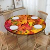 Round Fitted Tablecloths, Autumn Maple Leaves Elastic Edge Table Cover,