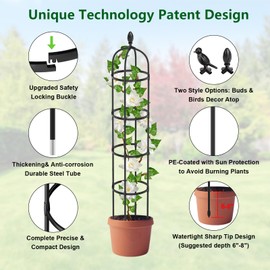 CKE 2 Pack Tower Obelisk Garden Trellis for Climbing Plants, 6.6 FT Tall Rustproof Metal Plant Trellis Support Indoor Outdoor, Garden Tower Trellis for Potted Climbing Flower Vegetable Vine Outdoor