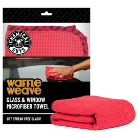 Chemical Guys Waffle Weave Red Microfiber Drying Towel - 24" x 16", 70/30 Blend Microfiber Towel with Silk Edging for Scratch-Free Car Drying, Ultra Absorbent and Safe for All Surfaces
