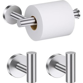 Porta Rollos de Papel de Baño Acero Inoxidable con Gancho Toallero – Molkocan KHSOTK62HT7752