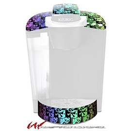 WraptorSkinz Decal Style Vinyl Skin compatible with Keurig K40 Elite Coffee Makers Skull Checker Rainbow (COFFEE MAKER NOT INCLUDED)
