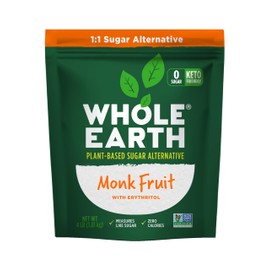 WHOLE EARTH Monk Fruit Sweetener with Erythritol, Plant-Based Sugar Alternative, 4LBS