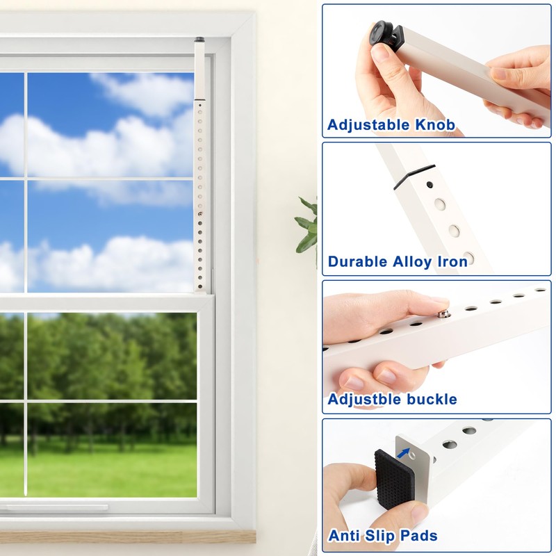 Wintcomfort Adjustable Window Security Bar, Heavy Duty Sliding Window Security