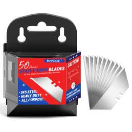 DIYSELF 50 Pack Utility Knife Blades, SK5 Steel Box Cutter Blades with Dispenser, Standard Blades for Box Cutter Utility Knife Replacement, Sharper Utility Blade, Refills