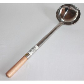 Asia Art Factory AAF Nommel ® Ladle Round Stainless Steel with Wooden Handle Size L No1-47 cm Long Diameter Ladle 13 cm No. 012