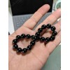 RAYON Black Tourmaline Schrol bead bracelet MEN Stretch 10mm 2A+