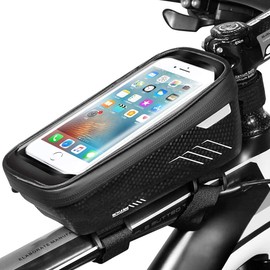 Bolsa Bicicleta Cuadro, Bolsas de Bicicleta, Bolsa Impermeable para Bicicleta, Bolsa Táctil de Tubo Superior Delantero con Orificio para Auriculares para Teléfono Inteligente por Debajo de 6 - 6,5 Pulgadas