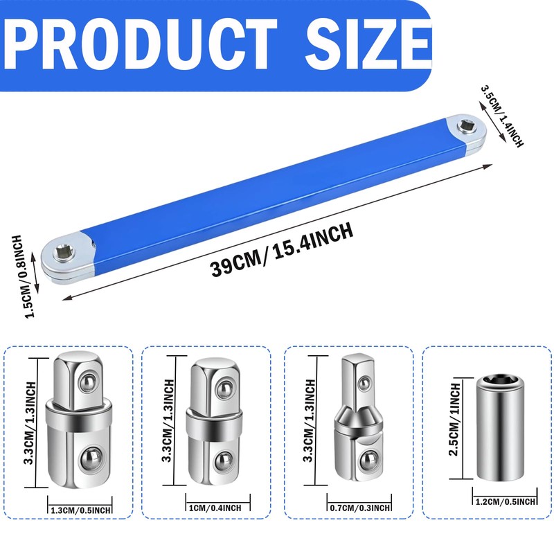 COMATIP Offset Extension Wrench Set, Impact-Ready Socket Wrench Tool with