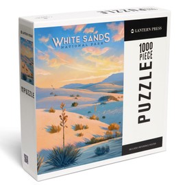 "Lantern Press White Sands National Park, New Mexico, Oil Painting, 1000 Piece Jigsaw Puzzle for Adults, Made in USA with Reference Poster"