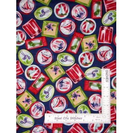 Joann Fabric Tropical Sailboat Paradise Palm Blue Cotton Fabric 1 Yard 36 x 44 Inches 4 Inches