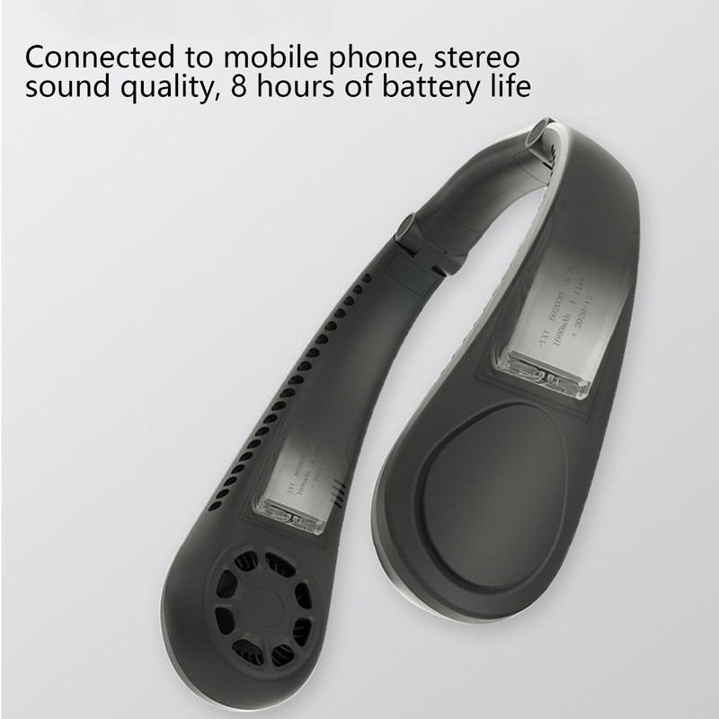 Portable Neck Fan with Music Speakers Wearable Rechargeable Fan with