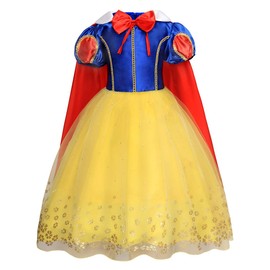 KumSoomliy Princess Toddler Costume Girls Princess Costume Kids Dressing up Dress Child Fancy Party Outfit Birthday Cosplay, Thin, Yellow Tutu 3-4 Years
