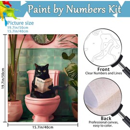 eimivrc Cat Paint by Numbers Kit for Adults-Black Cat Paint by Numbers,Paint by Number Kit for Canvas Perfect for Home Wall Decor(16x20 Inch)