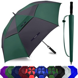 Baraida Golf Umbrella Large 62/68/72 Inch, Extra Large Oversize Double Canopy Vented Windproof Waterproof Umbrella, Automatic Open Golf Umbrella for Men and Women and Family.(68 Inch,Green/Black)