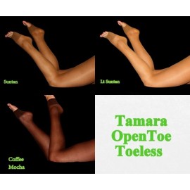 Tamara pic sz Pantyhose white Slouch Socks Toeless Hooters Uniform sheer hosiery - X-Tall, Suntan