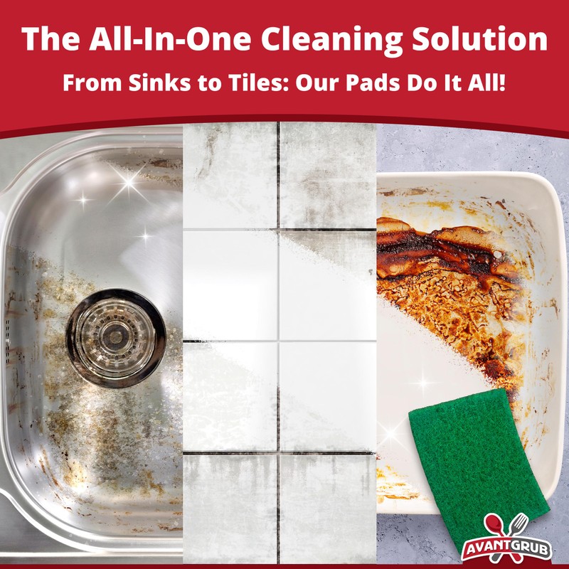 Green Sustainable 10 Pack Cleaning Scour Pads by Avant Grub.