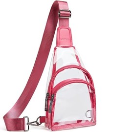 LATMAP - Bolsas transparentes aprobadas por el estadio, bandolera, mochila para mujeres y hombres, bolsa de cinturón para eventos de estadio, Rosa, Ca