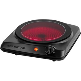 OVENTE Countertop Infrared Single Burner, 1000W Electric Hot Plate with 7” Ceramic Glass Cooktop, 5 Level Temperature Setting & Easy to Clean Base, Compact Stove for Home Dorm Office, Black BGI101B