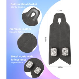 Car Headrest Hooks with Sparkling Rhinestones & Premium Leather – Upgraded Double Metal Purse Holders, Anti-Drop Design – Universal Back Seat Organizer for Bags, Coats, Groceries (Crystal Gray 2Pcs)