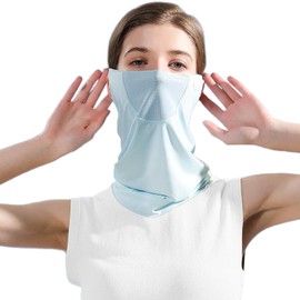 ProudDemon Ice Silk Neck Gaiter for Men Women, UPF 50+ Cooling Face Cover Scarf, Breathable & Lightweight Sun Protection (Blue)