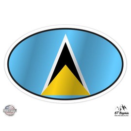 GT Graphics Saint Lucia Flag Oval - 12" Vinyl Sticker Waterproof Decal