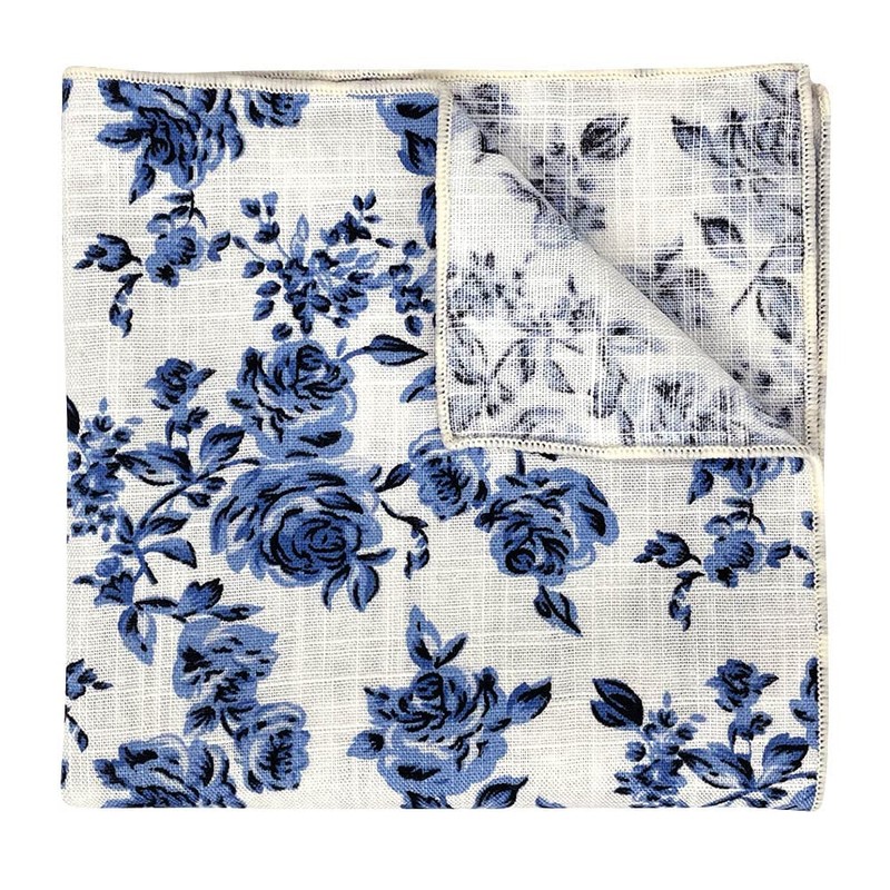 Kebocis - Pañuelo cuadrado con bolsillo floral para hombre, Blanco