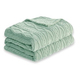COOVA Premium Sherpa Throw Blanket - 3D Stylish Design Super Soft Cozy Fleece Blanket, Thick Plush Fuzzy Fluffy Lightweight Warm Throw for Women,Couch,Bed,Sofa,Chair(Sage Green 50"x60")