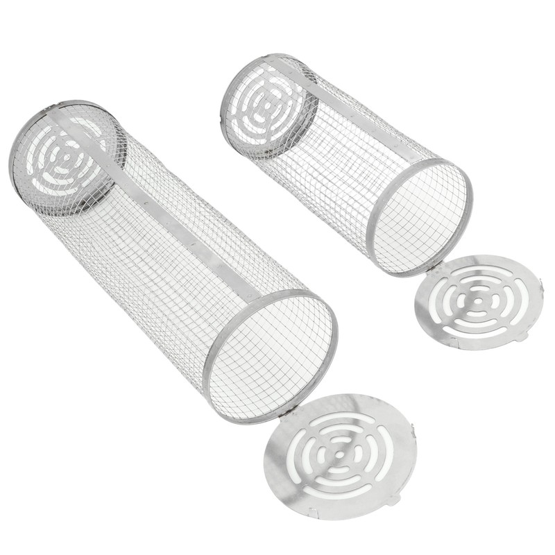 2PCS BBQ Net Tube Stainless Steel Barbecue Grill Basket Rolling