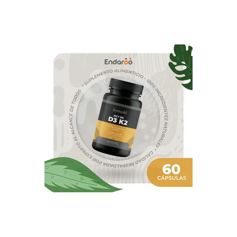 Vitamina D3 y K2 con Aceite MCT ENDAROO para Mejor