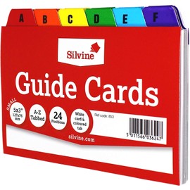 Silvine 5x3" Guide Cards in plain white, Tabbed A-Z. Ref 853 (126 x 76mm)