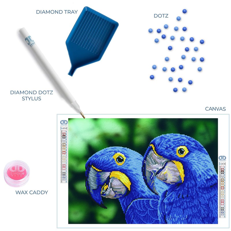DIAMOND DOTZ ® - Blue Hyacinth Macaws, Partial Drill, Round