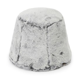 UNDERCONTROL Thick Fluffy Faux Fur Gold Label Unisex Women Winter Skull Cap Packable Travel Plaid Cozy Round Bucket Hat Korea (Black)