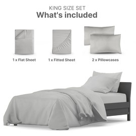 1000 Thread Count Sheet Set - 100% Cotton Bed Sheets - Softer Than Egyptian Cotton - 4-Piece Light Grey King Set - Soft Sateen Weave - Hotel Luxury Bedding 16" Deep Pocket (Fits up to 17" Mattresses)