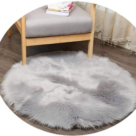 Dqmen High Quality Faux Lambskin Rug, Artificial Decorative Faux Lambskin Rug Longhair Fur Imitation Wool Bedside Rug Sofa Mat, 60 x 60 cm