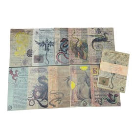 Dragons Vellum Paper & Vintage Sticker Set, Translucent Paper and Vintage Stickers for Journaling, Scrapbooking, Sticker Book, 10 Vintage Stickers, 10 Vellum Paper, Total of 20-Pages (A5)