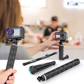 TELESIN 35.4" Selfie Stick Carbon Fiber Lightweight Waterproof Extension Pole Monopod for GoPro Max Hero 13 12 11 10 9 8 7 6 5 Insta360 X2 X3 DJI Action 2 3 4 5 Hiking Accessories