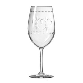 Rolf Glass Fleur De Lis All Purpose Wine Glass 18 Ounce | Set of 4 Large Wine Glasses | Lead-Free Crystal Glass | Engraved Large Wine Glasses | Made in the USA
