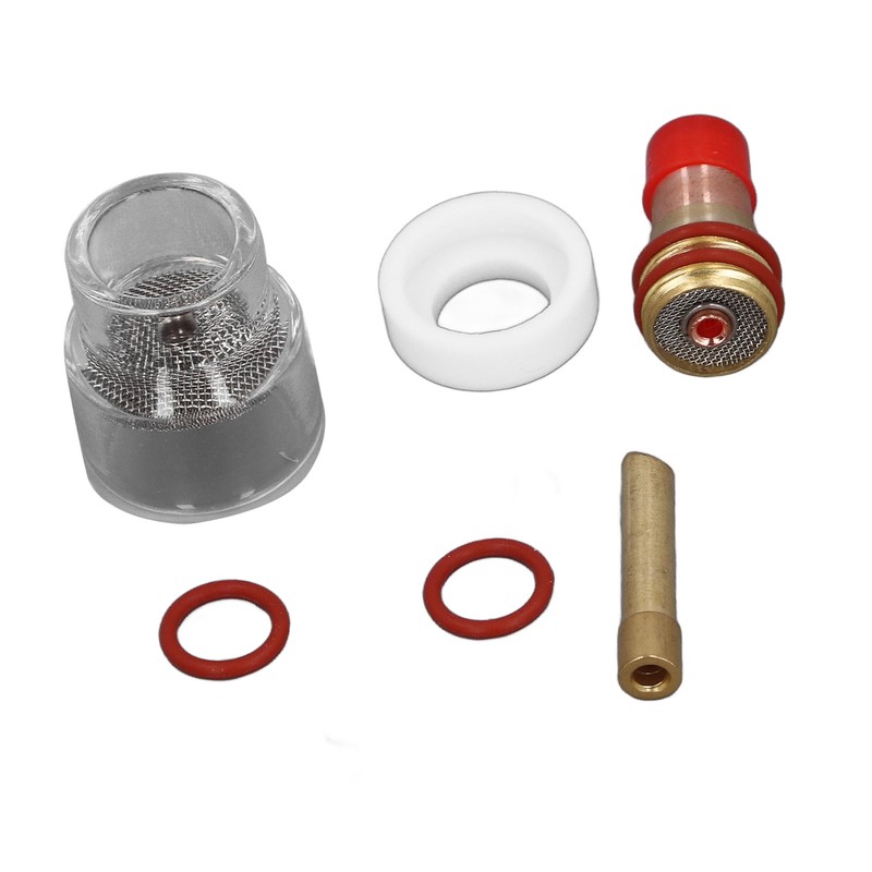 6 Pcs TIG Torch Glass Cup Collet Kit 2.4MM Glass