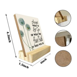 Primitive Wooden Sign, Accept What is Let Go of What Was Have Faith in What Will Be, Desk Plaque with Wooden Stand 4 x 4.3 inches, Inspirational Farmhouse Decor, Home Decor, Mindset Gifts