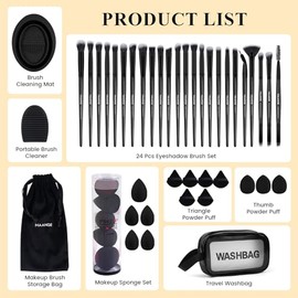 MAANGE Juego de 41 brochas de maquillaje de alta calidad, sintéticas, de precisión, para contorno, rubor, correctores, sombra de ojos, delineador de o