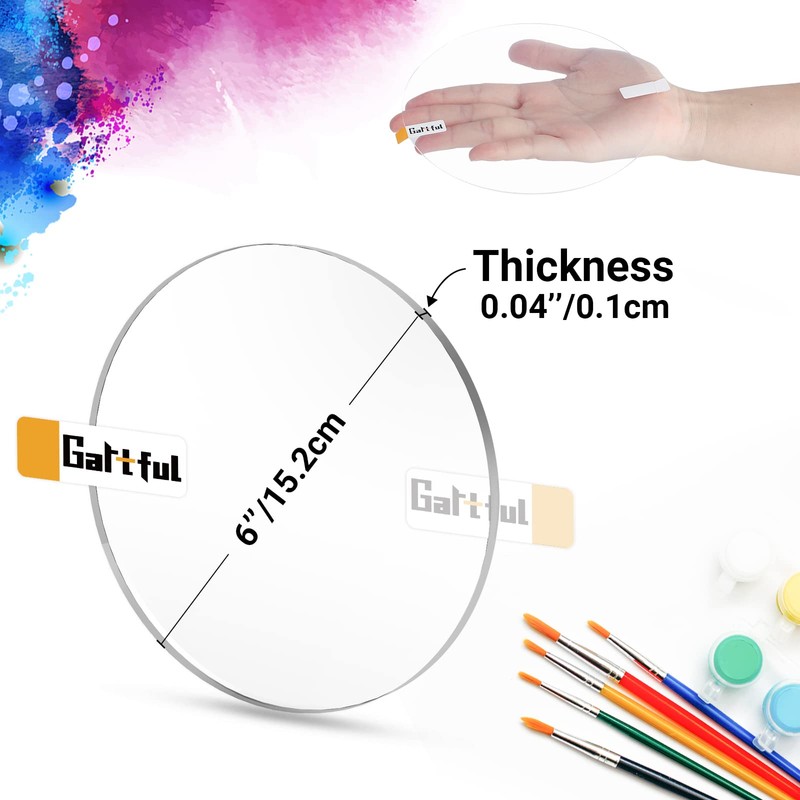 Gartful Clear Acrylic Discs - 6 inch, 10 Pieces Round