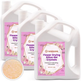 Wisesorb (NET 18 LBS) Silica Gel Flower Drying, Silica Gel Flower Drying Crystals, Color Indicating Flower Drying Silica, 3 Pack of 6 LBS Reusable Silica Gel for Drying Flowers