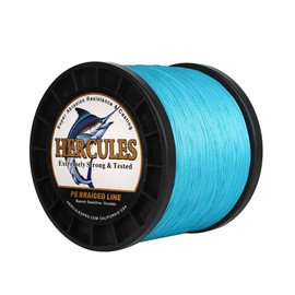 H¨¦rcules Hilo de pesca trenzado de polietileno de 4 5 kg a 136 kg probado, 300M a 1000M, 8 hilos trenzados, m¨¢s suave y redondo, tira m¨¢s lejos, disponible en 15 colores, Azul, 200LB-0.75MM-1094 DS(100M)-8 STRANDS