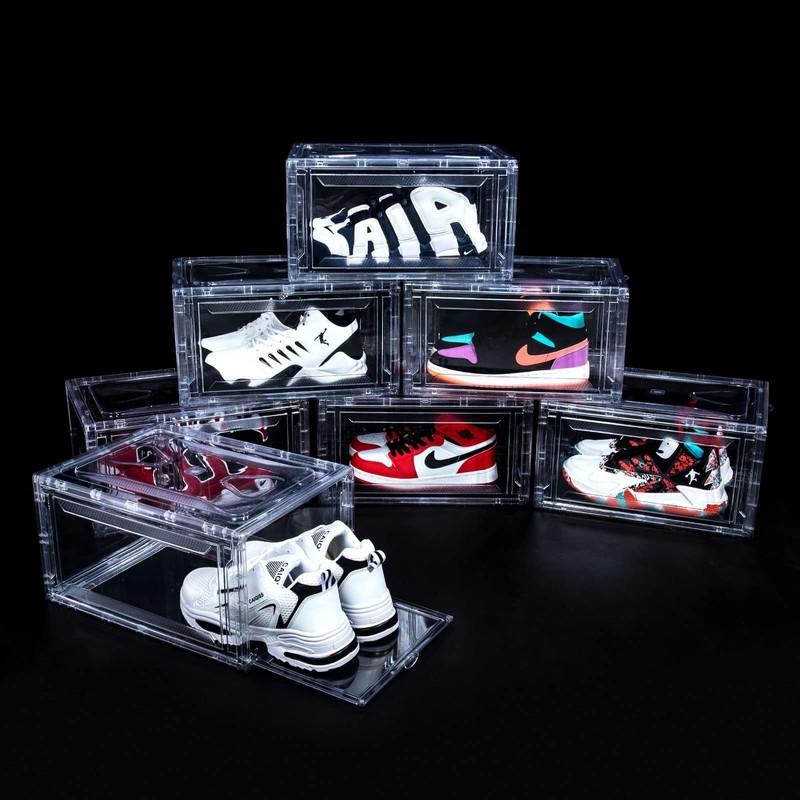 AOHMPT Upgraded 12 Pack Shoe Box,Acrylic Clear Shoe Boxes,Drop Front