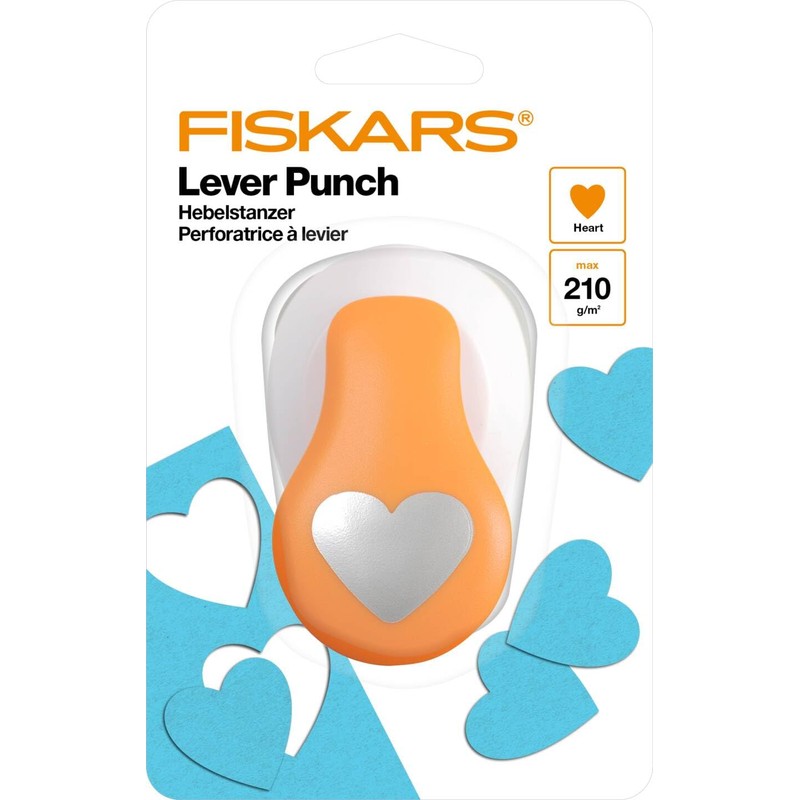 Fiskars Motive Lever Punch, Heart, Diameter 2.5 cm, for Left