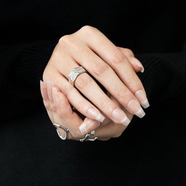 Belleruta French Tip Press On Nails Cat Eye, Ballerina Nude-Pink Glue On Fake Nails, 30 PCS(15 Sizes) Nail Kit