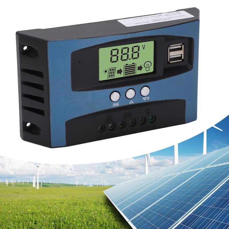 Solar Charge Controller 12V 24V Intelligent Identification MPPT Charging LCD